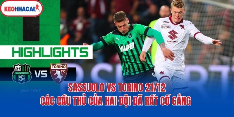 Sassuolo vs Torino 21/12 - Các cầu thủ của hai đội đã rất cố gắng 